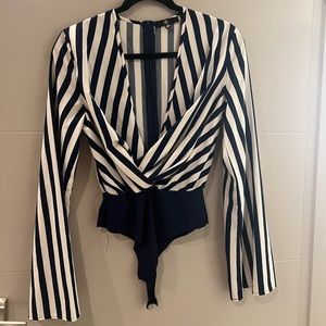 Dark blue and white striped bodysuit